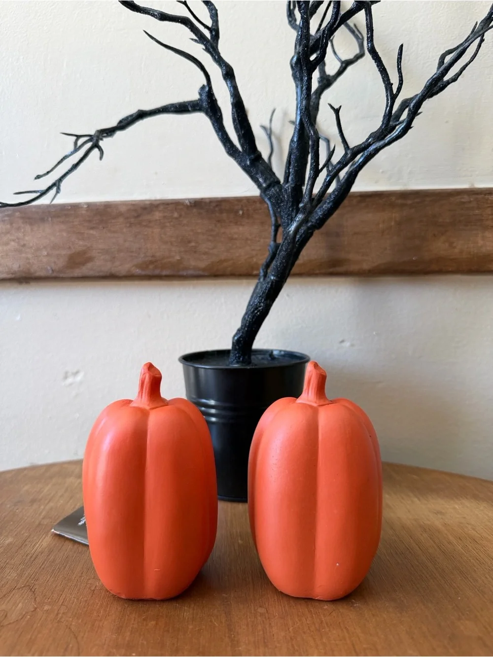 Halloween Pumpkin Lantern Pair - Orange Decorative Jack-O'-Lanterns